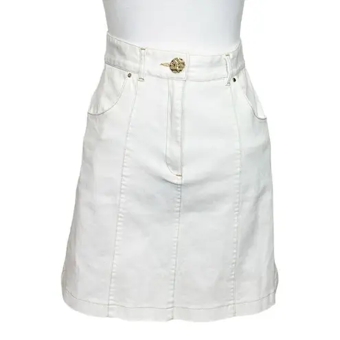 Sabina Musayev McKenna Mini Skirt High Rise Denim White Women’s Size S