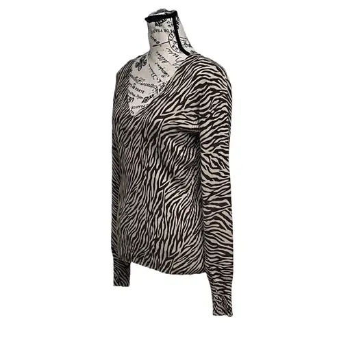 Express Design Studio Women’s Zebra Print Sweater Size L Beige and Brown Preppy Size L - Image 3