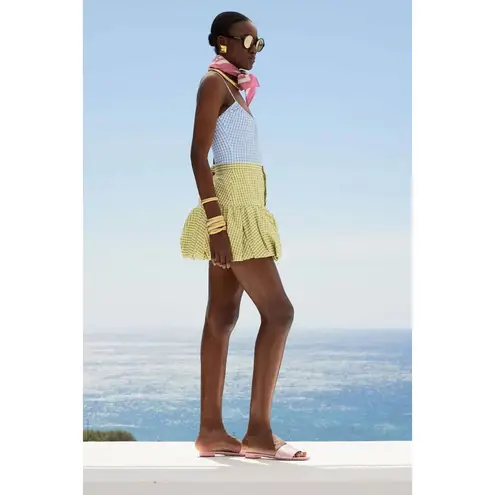 NWT Caroline Constas Reina Bubble Hem
Mini Skirt Pistachio Gingham Sz XS $340 Green