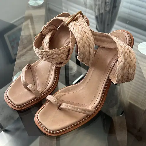 Ulla Johnson Lydia Natural Raffia Ankle Wrap Sandals, Size 40 $525 EXCELLENT!