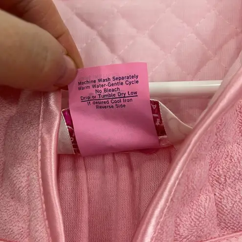 Vintage 70s Evelyn Pearson Large Pink Terrycloth Housecoat Dress with Pockets