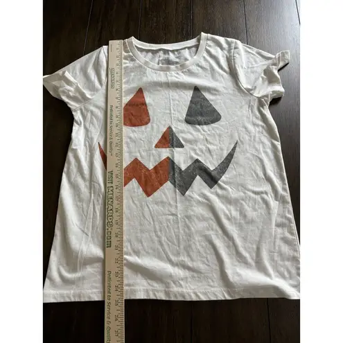 Grayson Threads  Women's White Pumpkin Graphic Jack-o-Lantern Halloween T-shirt L