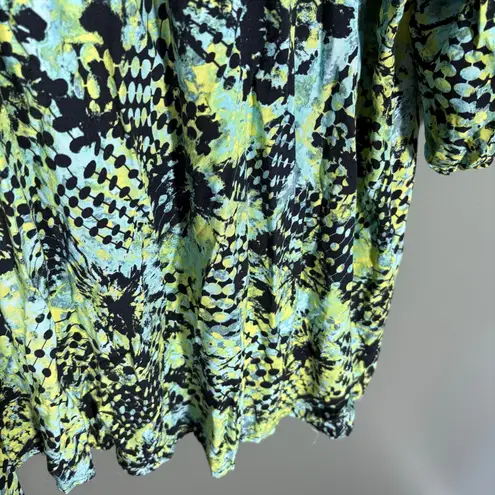 Arna York Blue & Yellow Graffiti Style Boho Peasant Top