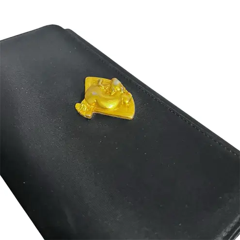 Vtg Stop Sac Béatrice Bongibault Black Wallet Clutch Purse w Gold Tone Emblem