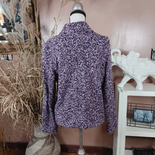 Dress Barn  Size Medium M Purple Marbled Zipper Sweater Winter Warm Cozy Comfy