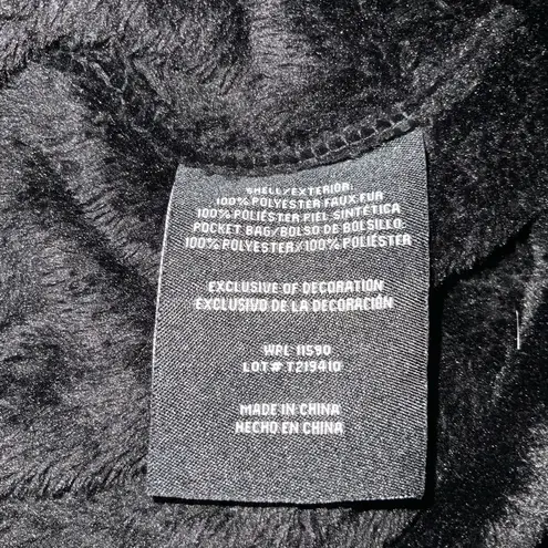 32 Heat Black Plush Velvet Faux Fur Zip Up High Neck Jacket Pockets Small…