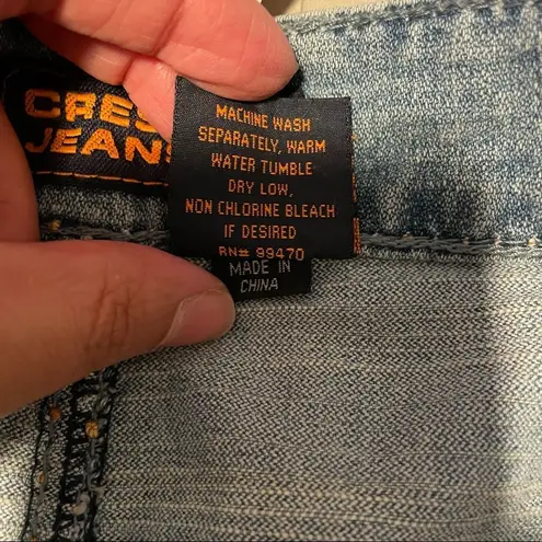 Crest Jeans The Collection Distressed Embellished Denim Skirt Sz: 23/24 Blue Size undefined