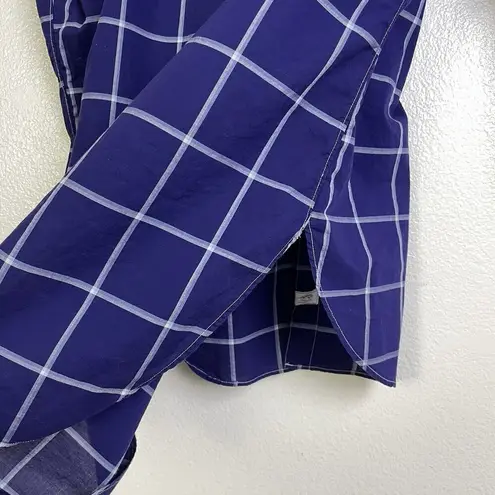 Frank & Eileen Womens Grayson Windowpane Purple Button Down Tunic Shirt Small