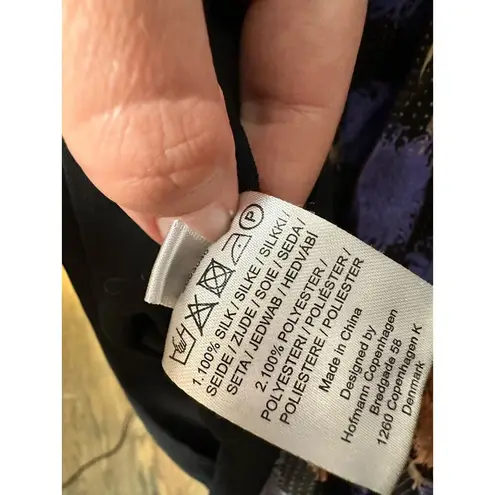 HOFMAN COPENHAGEN Purple Black Floral Elise Print Ruffles Mini Dress Size 42