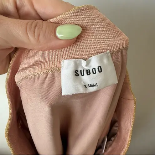 Suboo Mila Colorful Metallic 70s Stripe Midi Skirt XS Gold