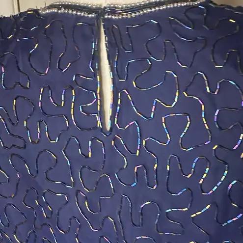 Laurence Kazar Vintage Lawrence Kazar Navy Blue
Beaded Silk Paisley Top PM