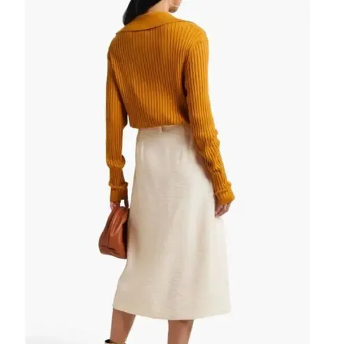 JONATHAN SIMKHAI Swim Belted Crinkled Voile Midi Skirt Orange Size XS