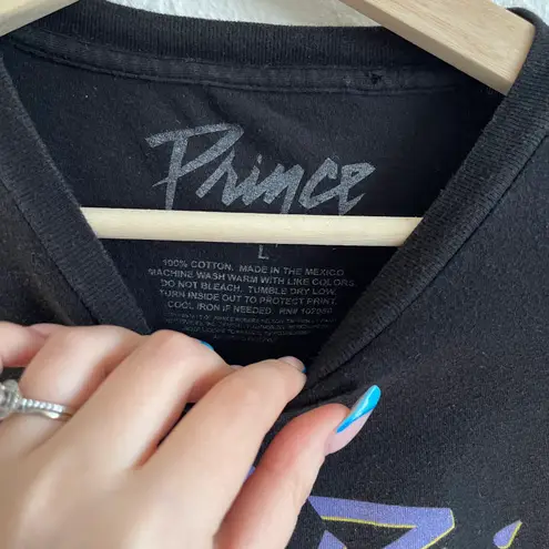 PRINCE Black Purple Rain Prince And The Revolution Short Sleeve Graphic Band Tee Size L