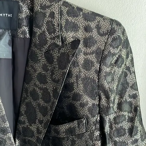 SMYTHE Film Fest Sharp Shoulder Blazer Metallic Leopard Gray Size 2