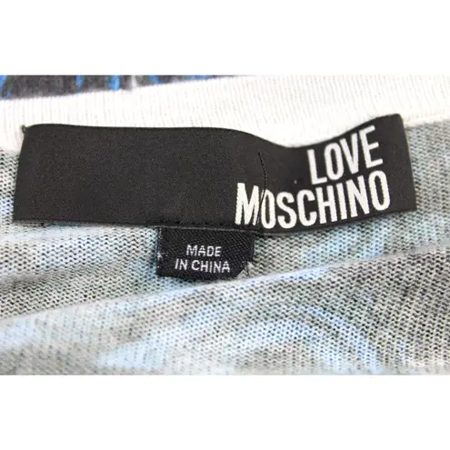 Love moschino Womens US 6 Abstract Floral Sweater Dress Blue Gray White