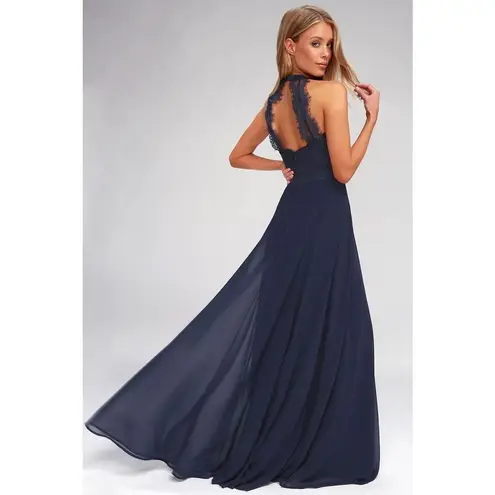 Lulu’s Dance All Evening navy lace M elegant semi formal maxi dress Blue Size M