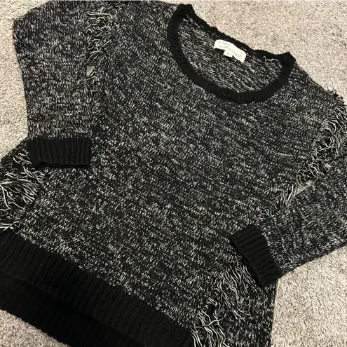 Vintage Havana Fringe Black White Pullover MEDIUM
