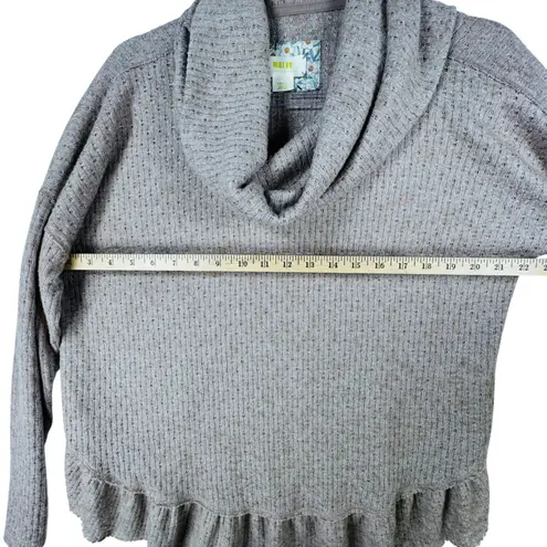 Maeve Anthropologie Cowl Neck Ruffle Hem Pullover Sweater Top Small Waffle Knit