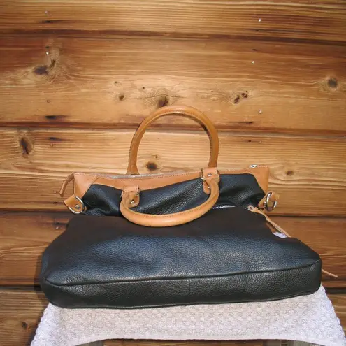 Vintage Valentina Pebbled Leather Two Tone Bag Black