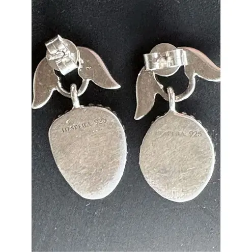 New Hespera 925 Sterling Silver & Kingman Turquoise Oval Dangle Drop Earrings