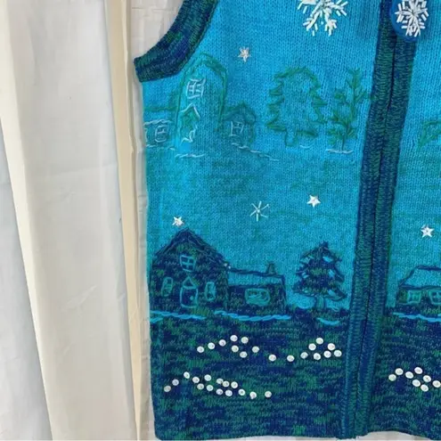 kim rogers ‎ Winter Snowman Zip Up Sweater Vest Size S Vintage