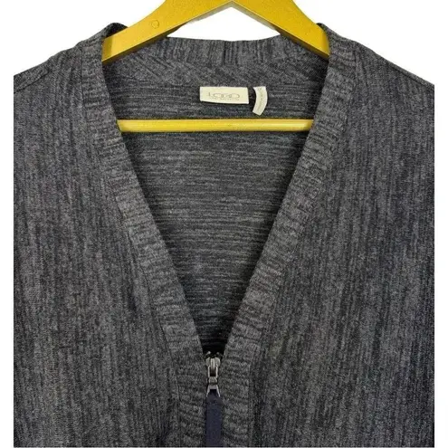 LOGO By Lori Goldstein LOGO Asymmetric Zip Cardigan Jacket 2X Gray Knit Faux Suede Lagenlook Grunge