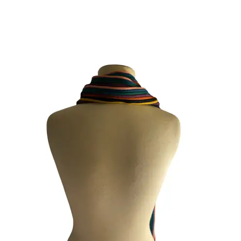 Boho Rainbow Knit Fringe Wool Blend Striped Knitting Inn One Size Purple