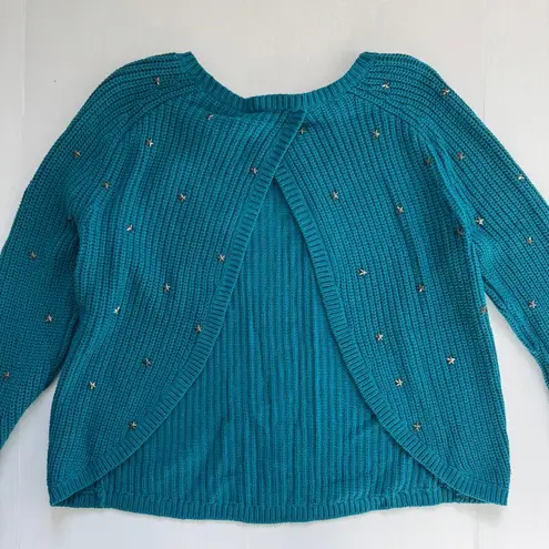 Wildfox Wilfox Erika Blue Open Back Knit Beaming Star Stud Size Small NWT - Image 3