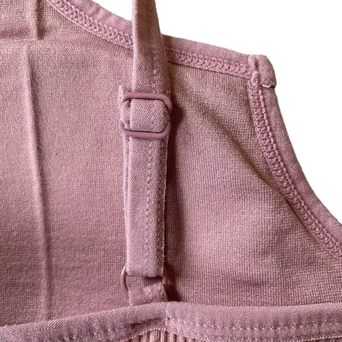 Rae Dunn Love Life women's XL dusty rose padded stretchy ribbed sports bra