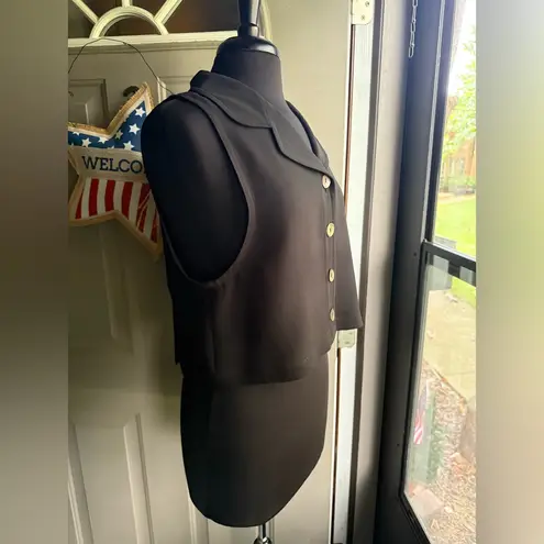 Vintage 90s Liz Claiborne semi sheer sleeveless button tank vest, size 10 Black