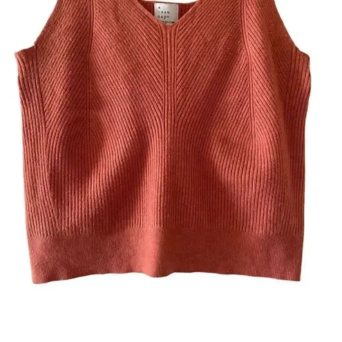 A New Day  Burnt Orange Cropped Knit V-Neck Sleeveless Womens’ Tank Top L # 1507