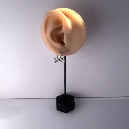 Huggie Bow Silver Hoop Earrings for Women