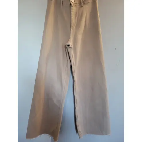 ZARA  Women's Baggy Wide Leg Jeans High Rise Capri Frayed Stretch Size 6