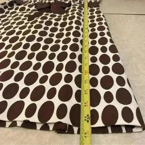 Jessica Howard Cream Sleeveless Sheath Brown Polka Dot Belted Dress Size 12