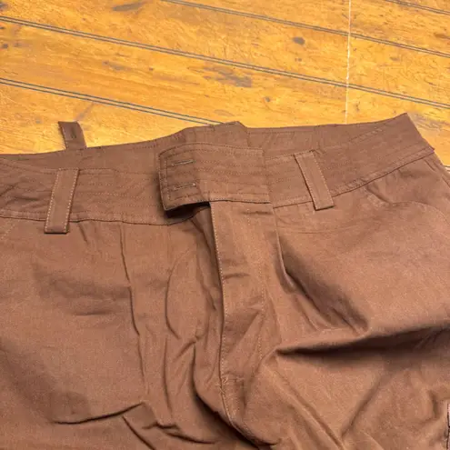 Women's Cargo Pants Brown 3XL Utility Pockets Zipper Accents Wide Leg Size 3X