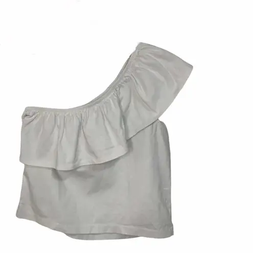 J.Crew White One Shoulder Ruffle Top Size Small #G7065