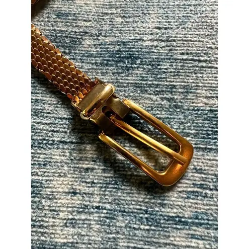 Vintage Gold Tone Brass Fish Scale Metal Belt Gold