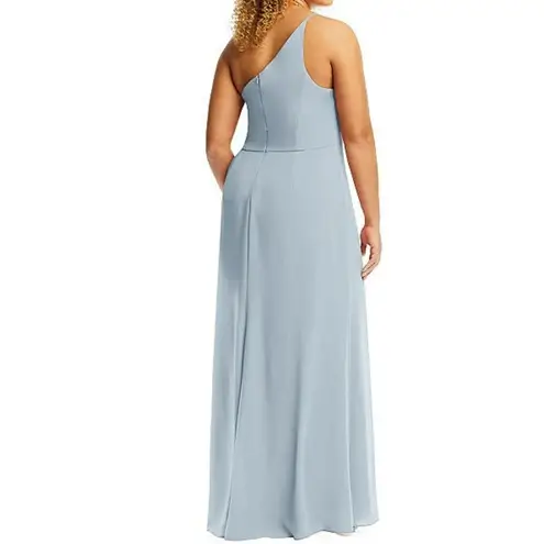 After Six NWT 1544 Size 18 R1 Mist Light Blue Thin One Shoulder Maxi Dress Crepe