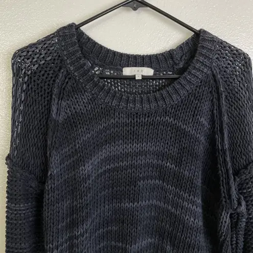 IRO Sweater Womens Small Black Open Knit Chunky Pullover Cropped Cotton Top