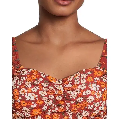 Madden NYC Shirred Print Peasant Top. Padded cups. Size L junior’s 11