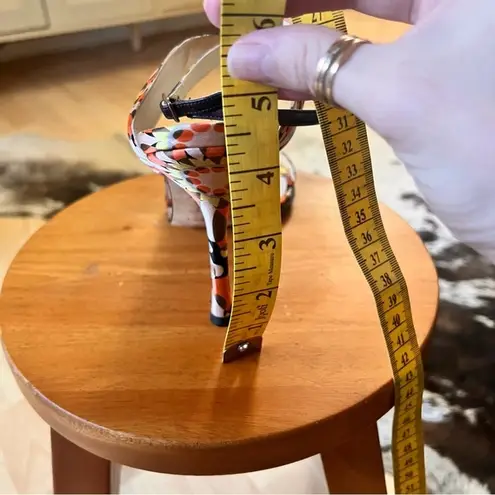 Jimmy Choo Geometric Groovy Print Satin Heels Ankle Wrap Size 39.5