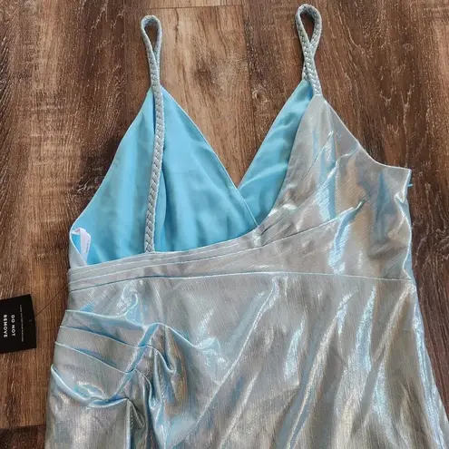 Retrofête Retrofete Yesi Dress in Blue Silver XXL NWT Metallic Maxi Spaghetti Straps