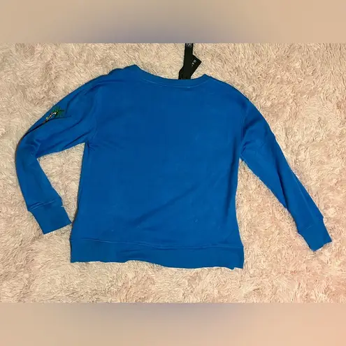 Jane and Delancey NWT Oversized Blue  Light Palm Tree Long Sleeve Shirt Sweater