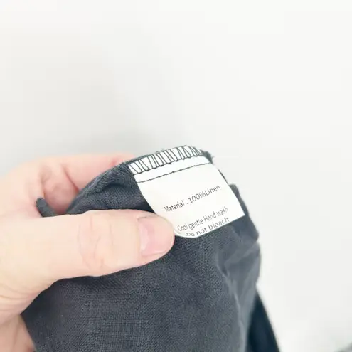 Womens Beachy Summer Lounge Pocket Pull On 100% Linen Pants Size S Gray