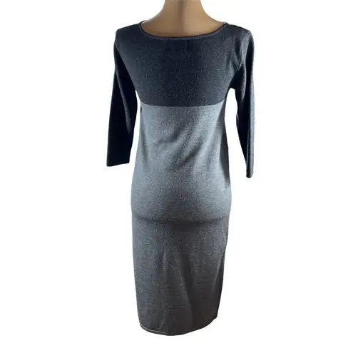 Kay Unger Gray Merino Wool Color Block Sweater Dress M READ