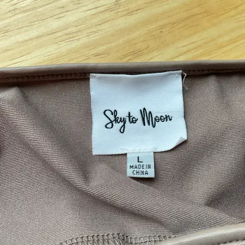 Sky to Moon Faux Leather Ruched Front Tank Top Sleeveless Brown Large