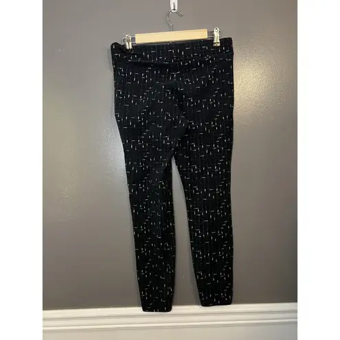 Old Navy  Leggings Womens Medium Black White Grid Print Stretch Pull On Cotton