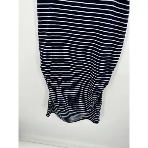 Isabel Maternity  Navy Blue White Striped T-Shirt Midi Dress Women's Size Large L