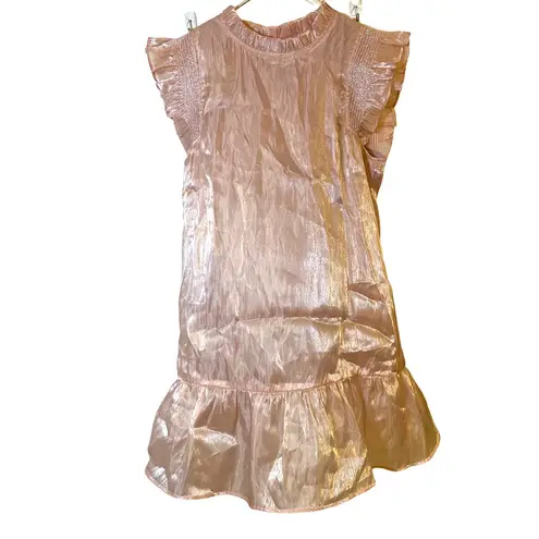 JODIFL Rose Gold Ruffle Dress Womens S Sparkle Party Holiday Chic