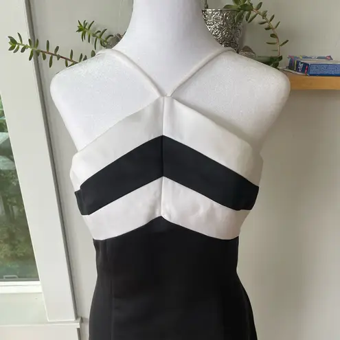 Vintage 90’s Formal Dress Black and White Stripe Floor Length Gown Size 5/6 NWT